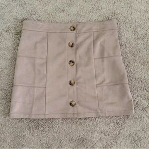 Altar'd State Taupe Button-Down Mini Skirt